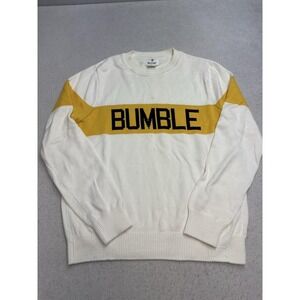 Hillflint Sweater Mens XL Off-White Bumble Graphic Crewneck Knit Spellout